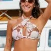 Cupshe Kari Floral Criss Cross Halter Back Tie Bikini Top