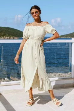 Cupshe Trisha Button Front Ruffle Hem Dress