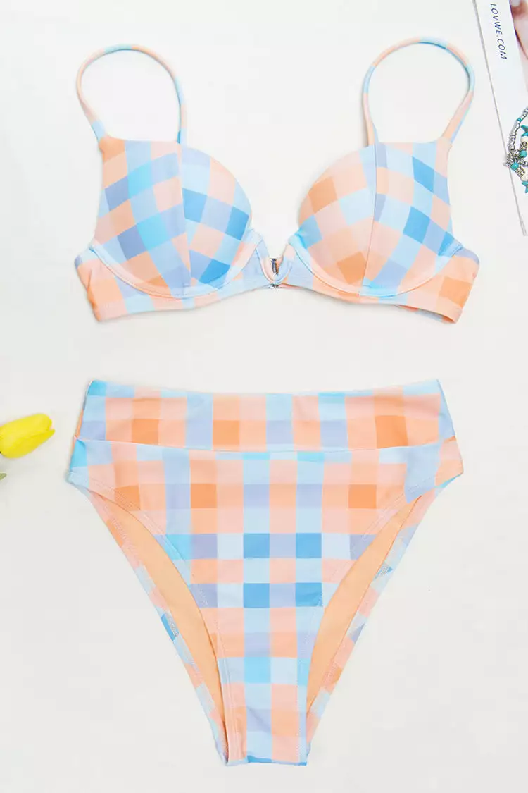 Cupshe Jaida Checkered V Wired Underwire Bikini 3 Cupshe Jaida Checkered V Wired Underwire Bikini - Image 3