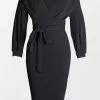 Cupshe Chyna V-neck 3/4 Sleeve Tie Waist Tea Length Dress