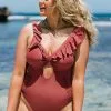 Cupshe Ruffle and Ruched Cutout Plus Size One Piece Swimsuit