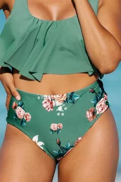 Cupshe Bree Floral High Waisted Plus Size Bikini Bottom