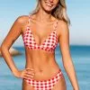 Cupshe Mariam Gingham Triangle Reversible Low Waisted Bikini