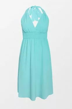 Cupshe Skylar Green Halter V-neck A-shape Dress