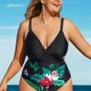 Cupshe Victoria Floral Wrap Plus One Piece Swimsuit