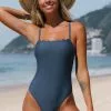 Cupshe Omniscient Solid Scalloped Square Neck One Piece Swimsuit