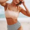 Cupshe Ruffle Bandeau Bikini With High Waisted Bottom