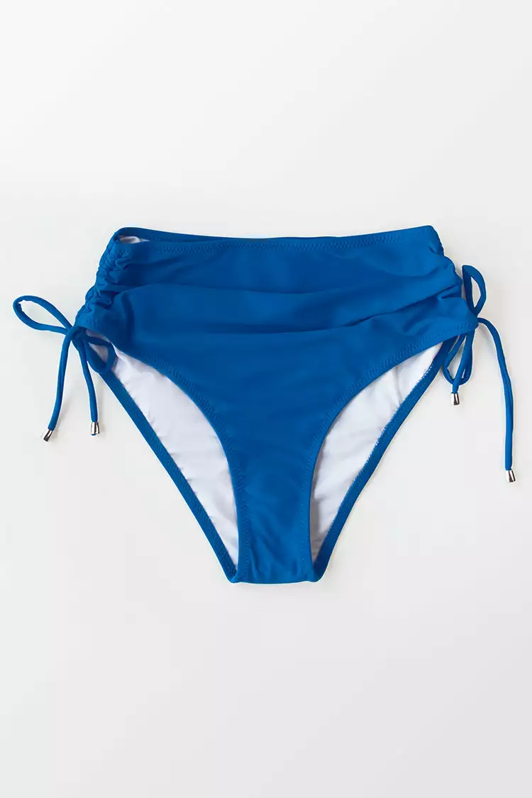 Cupshe Blue Side Ruched High Waisted Bikini Bottom 3 Cupshe Blue Side Ruched High Waisted Bikini Bottom - Image 3