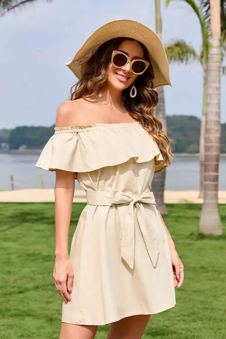 Cupshe Marlene Ruffle Off Shoulder Tie Waist Dress 1 Cupshe Marlene Ruffle Off Shoulder Tie Waist Dress