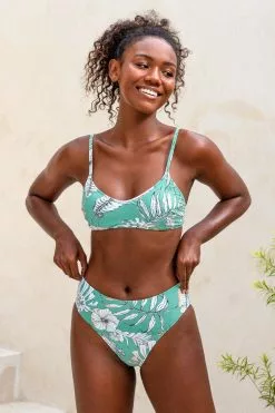 Cupshe Kaiya Tropical Plants Mid Waisted Bikini