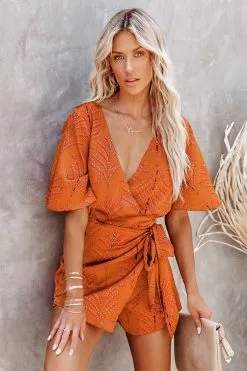 Cupshe Annamarie Plunge Tie Waist Romper