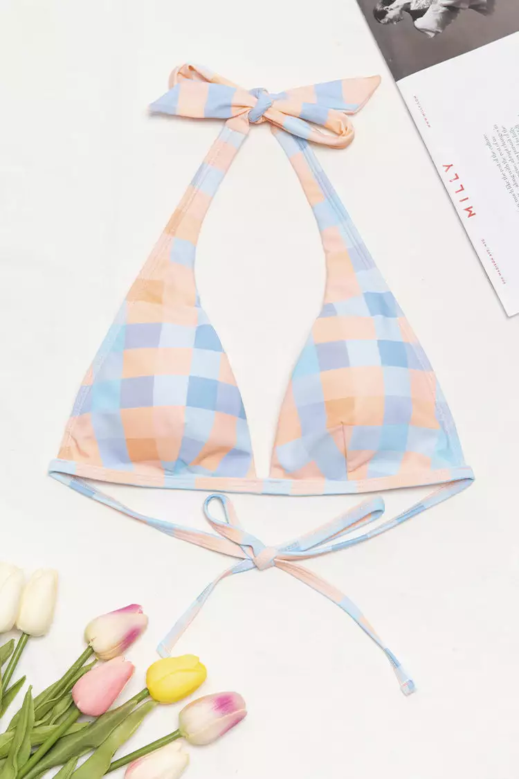 Cupshe Jaida Checkered Back Tie Halter Bikini Top 3 Cupshe Jaida Checkered Back Tie Halter Bikini Top - Image 3