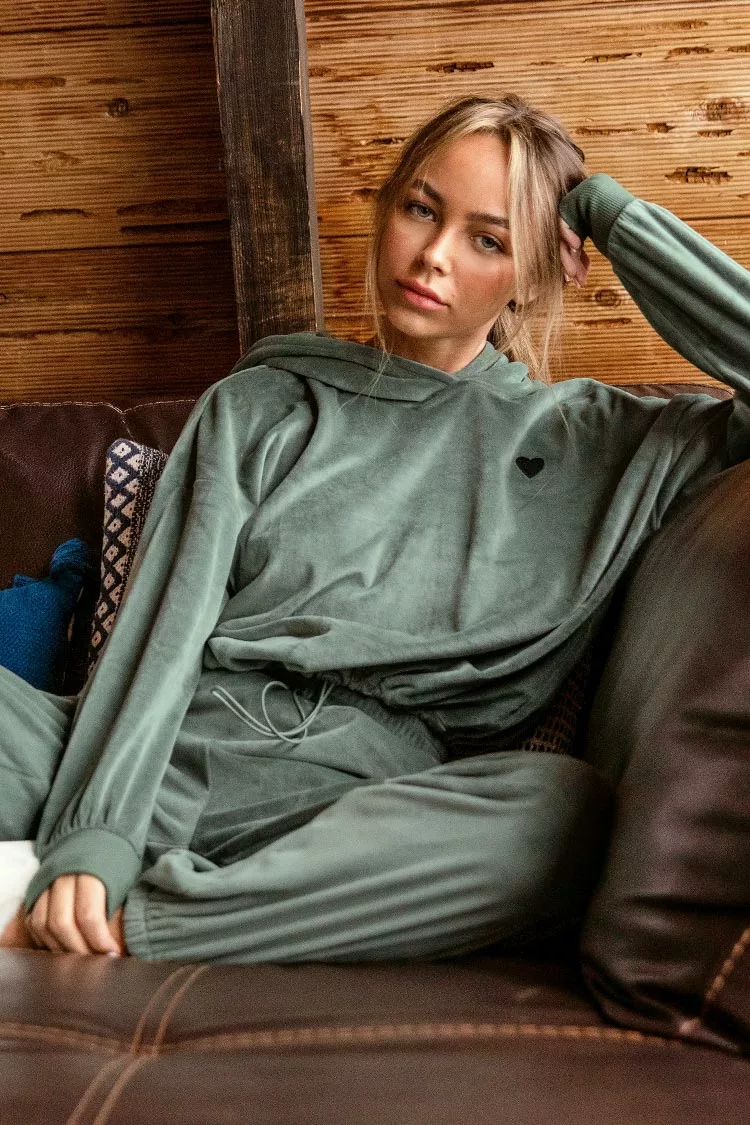 Cupshe Rosewood Green Long Sleeve Hoodie 1 Cupshe Rosewood Green Long Sleeve Hoodie