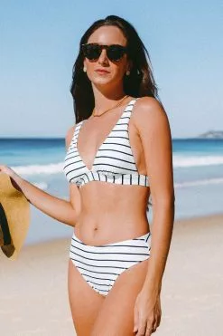 Cupshe Violeta Striped Mid Waisted Bikini
