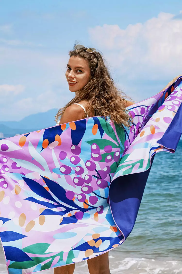 Cupshe Lavender Lush Leafy Print Beach Blanket 1 Cupshe Lavender Lush Leafy Print Beach Blanket
