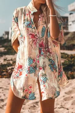 Cupshe Floral Print Buttoned Cover Up
