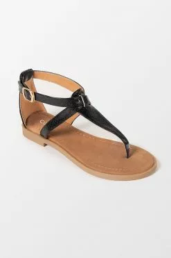 Cupshe Baja Black Open Toe Thong Strap Sandals