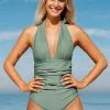 Cupshe Virginia Ruched Halter One Piece Swimsuit
