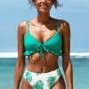 Cupshe Alanna V-neck Bow Tie Ruffle Tropical Bikini