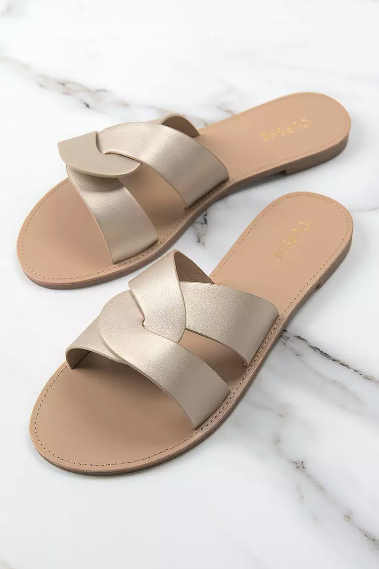 Cupshe Sunbeam Cross Strap Slide Sandals 1 Cupshe Sunbeam Cross Strap Slide Sandals