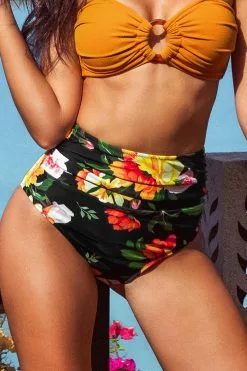 Cupshe Sweet Floral High Waisted Bikini Bottom