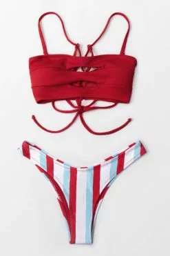 Cupshe Red and Stripe Cutout Bandeau Bikini -Deals Cupshe Store 1 e6624c67 22b3 47b3 b338 fae3dab05d2c