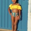 Cupshe Salma Off Shoulder Ruffle Striped Bikini For Toddler Girls And Girls