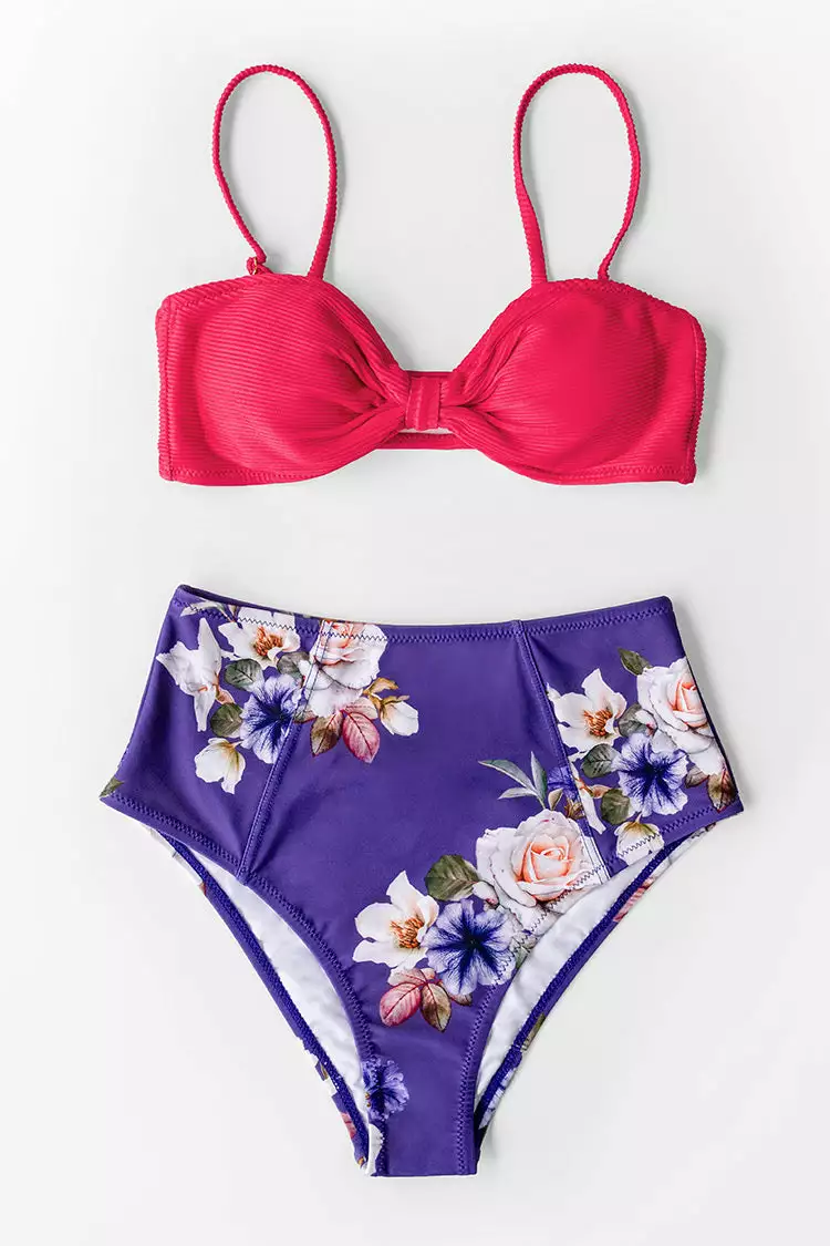 Cupshe Neon Pink Bikini with Floral Bottom 5 Cupshe Neon Pink Bikini with Floral Bottom - Image 5