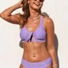 Cupshe Katherine Purple Hollow Out Lace Up Ruched Bikini