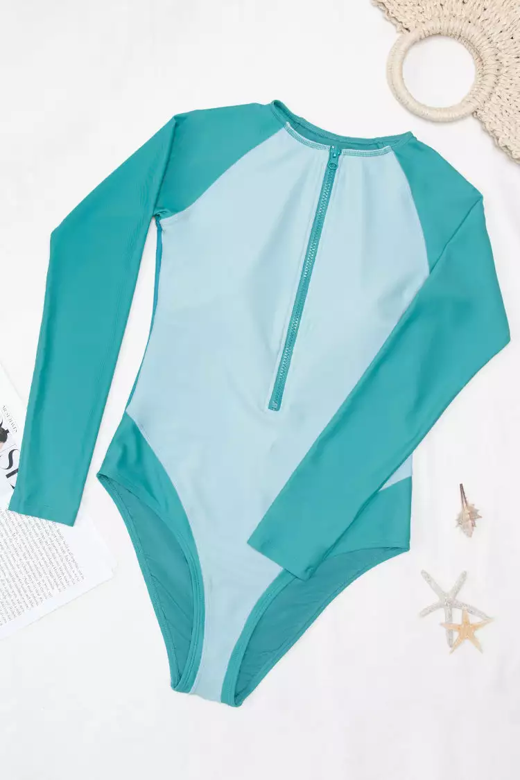 Cupshe Kaley Front Zip Long Sleeve One Piece Swimsuit 4 Cupshe Kaley Front Zip Long Sleeve One Piece Swimsuit - Image 4