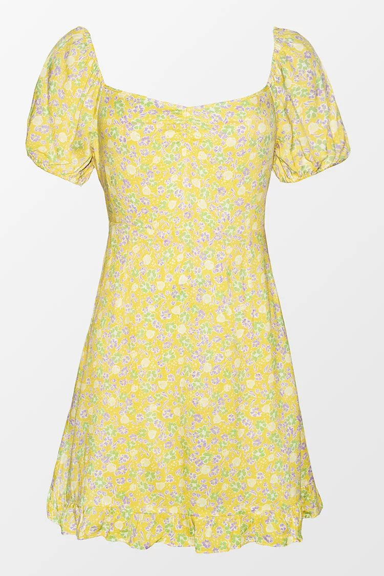Cupshe Alianna Yellow Ditsy Puff Sleeve Dress 3 Cupshe Alianna Yellow Ditsy Puff Sleeve Dress - Image 3