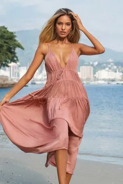 Cupshe Plunge Neck Tiered Maxi Dress