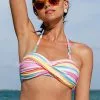 Cupshe Soleil Stripe Molded Twist Bandeau Bikini Top