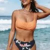 Cupshe Selina Crisscross Ruched Floral Bikini