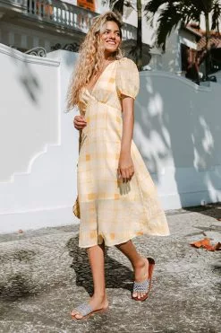 Cupshe Aleena Plaid V Neck Dress