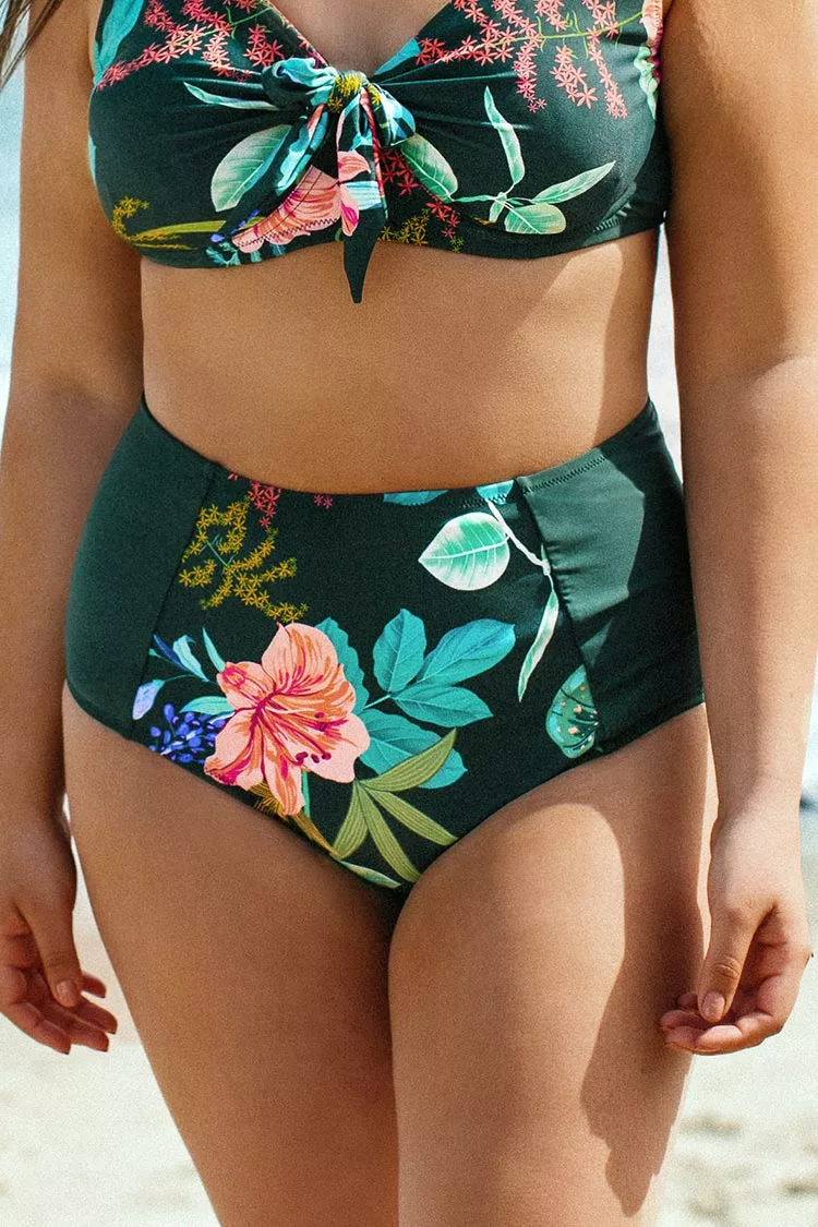 Cupshe Scarlet Green Floral Plus Size Bikini Bottom 1 Cupshe Scarlet Green Floral Plus Size Bikini Bottom