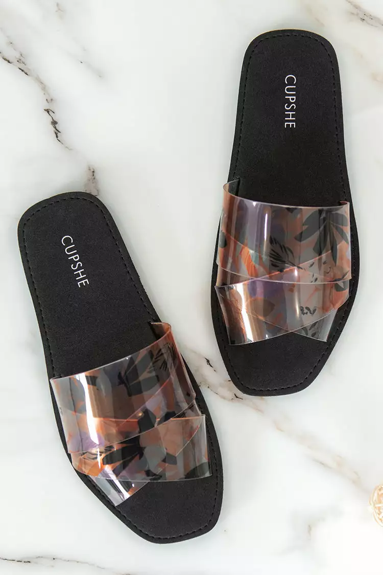 Cupshe Weekender Tropical Cross Strap Slide Sandals 1 Cupshe Weekender Tropical Cross Strap Slide Sandals