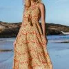 Cupshe Gloria Smocked Knotted Maxi Dress