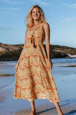 Cupshe Gloria Smocked Knotted Maxi Dress