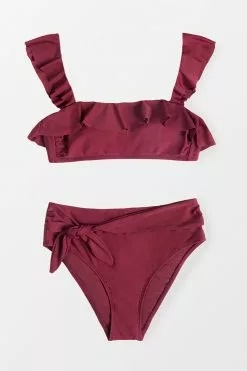 Cupshe Carla Burgundy Ruffle Belted Bikini -Deals Cupshe Store 1 f8829d4c d47f 43f4 9839 46cc255fc2d4
