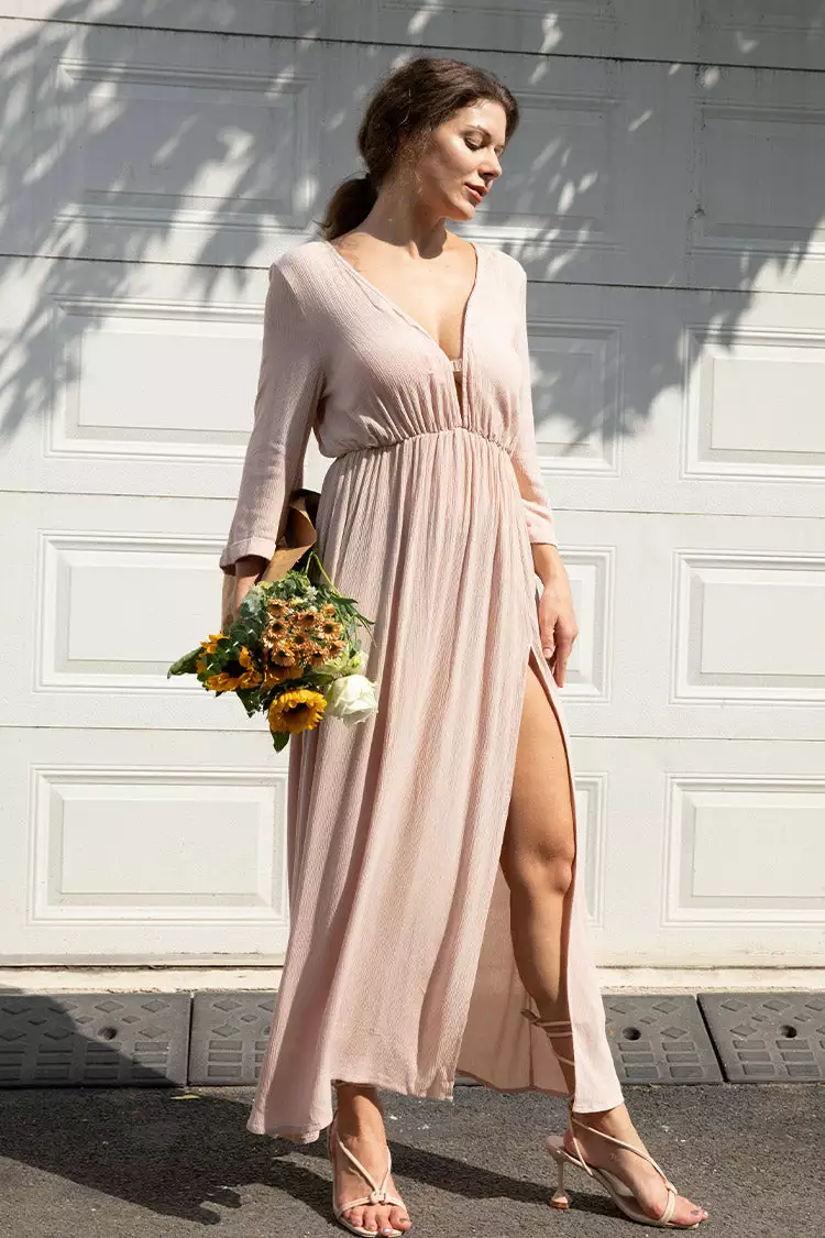 Cupshe Jaylee Long Sleeves Split Cover Up Dress 1 Cupshe Jaylee Long Sleeves Split Cover Up Dress