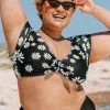 Cupshe Lucia Ditsy Bunny Tie Short Sleeve Plus Size Bikini Top