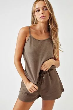 Cupshe Chocolate love Cami Top And Drawstring Shorts Set