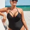 Cupshe Kacie Black Cut Out Plus Size One Piece Swimsuit