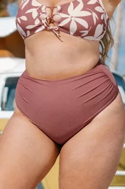 Cupshe Charmed Romance Shirring Plus Size Bikini Bottom