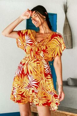 Cupshe Maiya Leafy Tie Front Dress