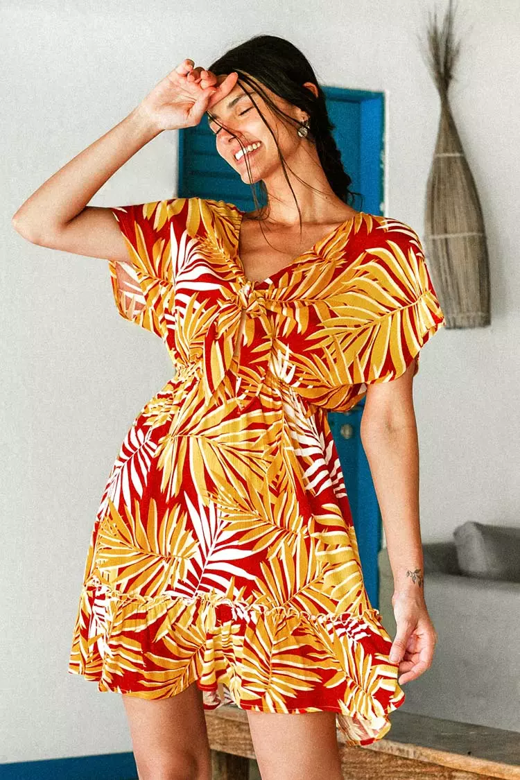 Cupshe Maiya Leafy Tie Front Dress 1 Cupshe Maiya Leafy Tie Front Dress