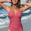 Cupshe Dark Coral Scallop Trimmed One Piece Swimsuit