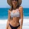 Cupshe Navy Striped Halter Bikini