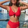 Cupshe Ribbed Red Bowknot Bikini
